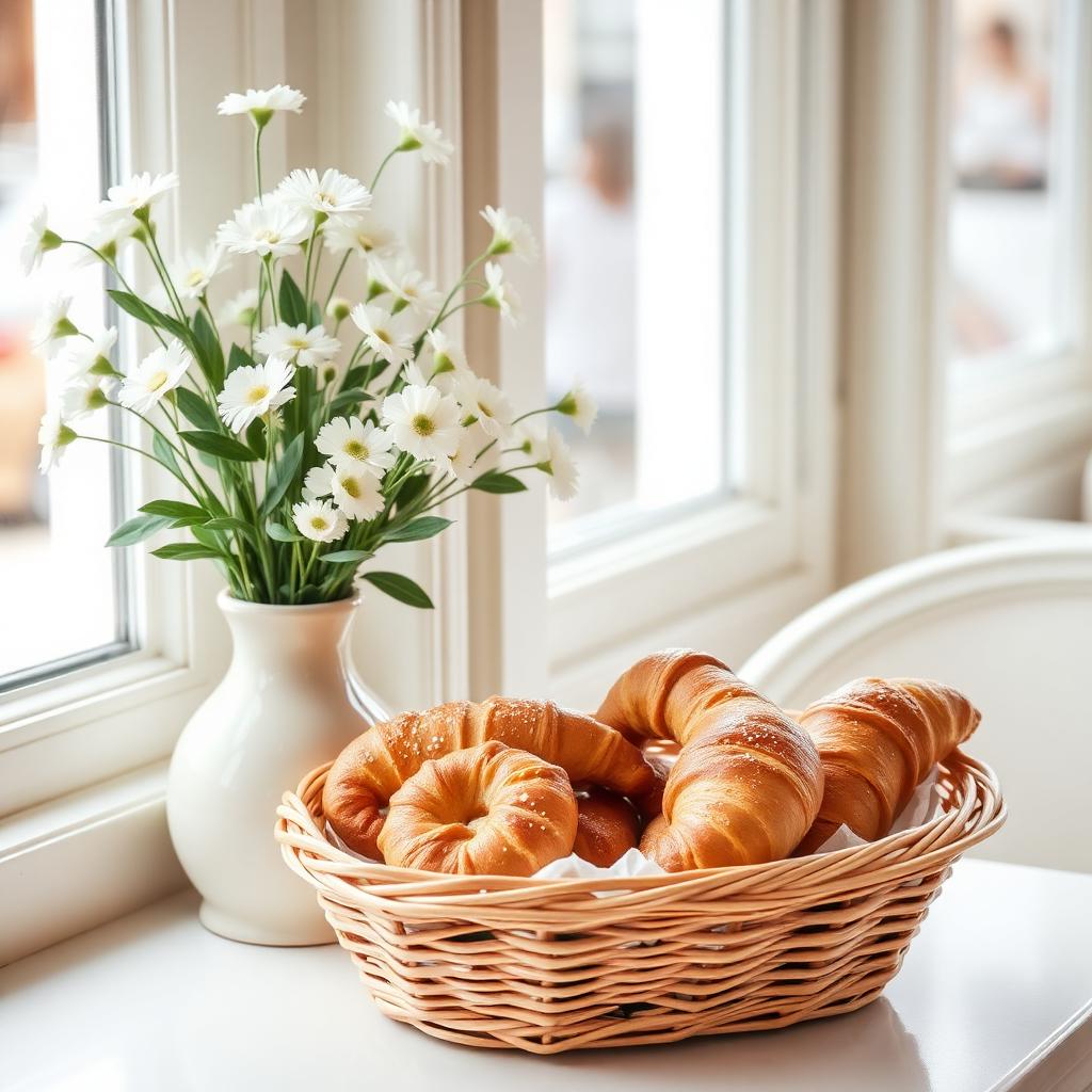 Frische Croissants im Korb